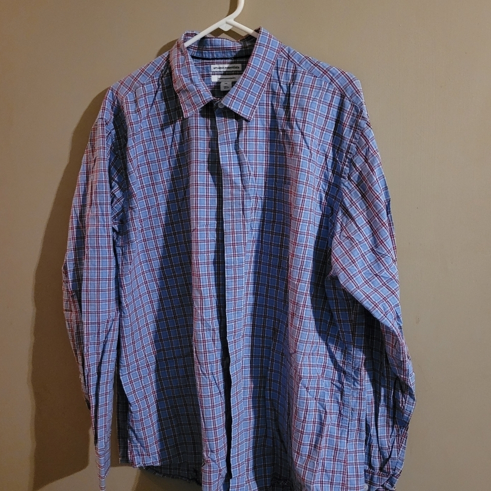 Amazon Essentials Blue and Red Casual Button Down Shirt Xxl